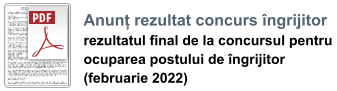 Anunț rezultat concurs îngrijitor rezultatul final de la concursul pentru  ocuparea postului de îngrijitor  (februarie 2022)
