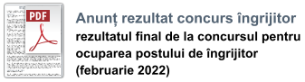 Anunț rezultat concurs îngrijitor rezultatul final de la concursul pentru  ocuparea postului de îngrijitor  (februarie 2022)