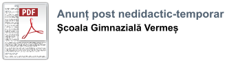 Anunț post nedidactic-temporar  Școala Gimnazială Vermeș