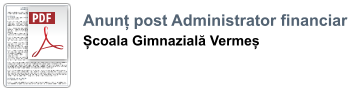 Anunț post Administrator financiar Școala Gimnazială Vermeș
